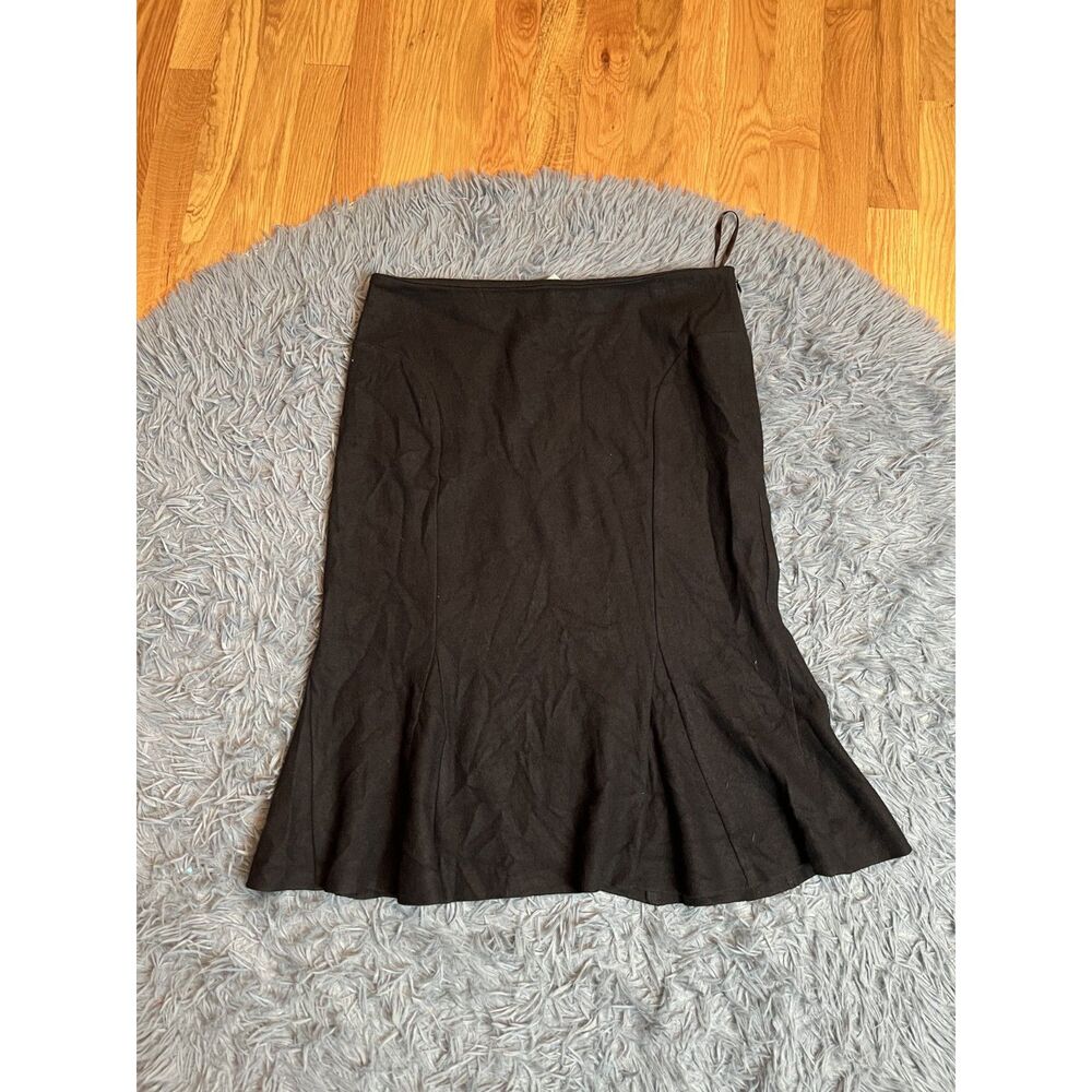Club Monaco Black 100% Boiled Wool Peplum Skirt Size 8